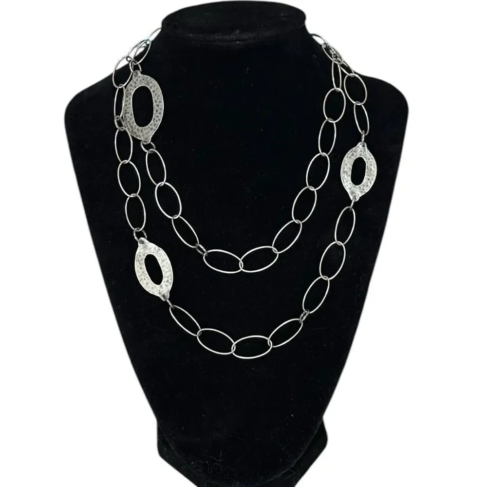 SILPADA N1506 Retired Sterling Silver Oval Link Necklace 35'' Long